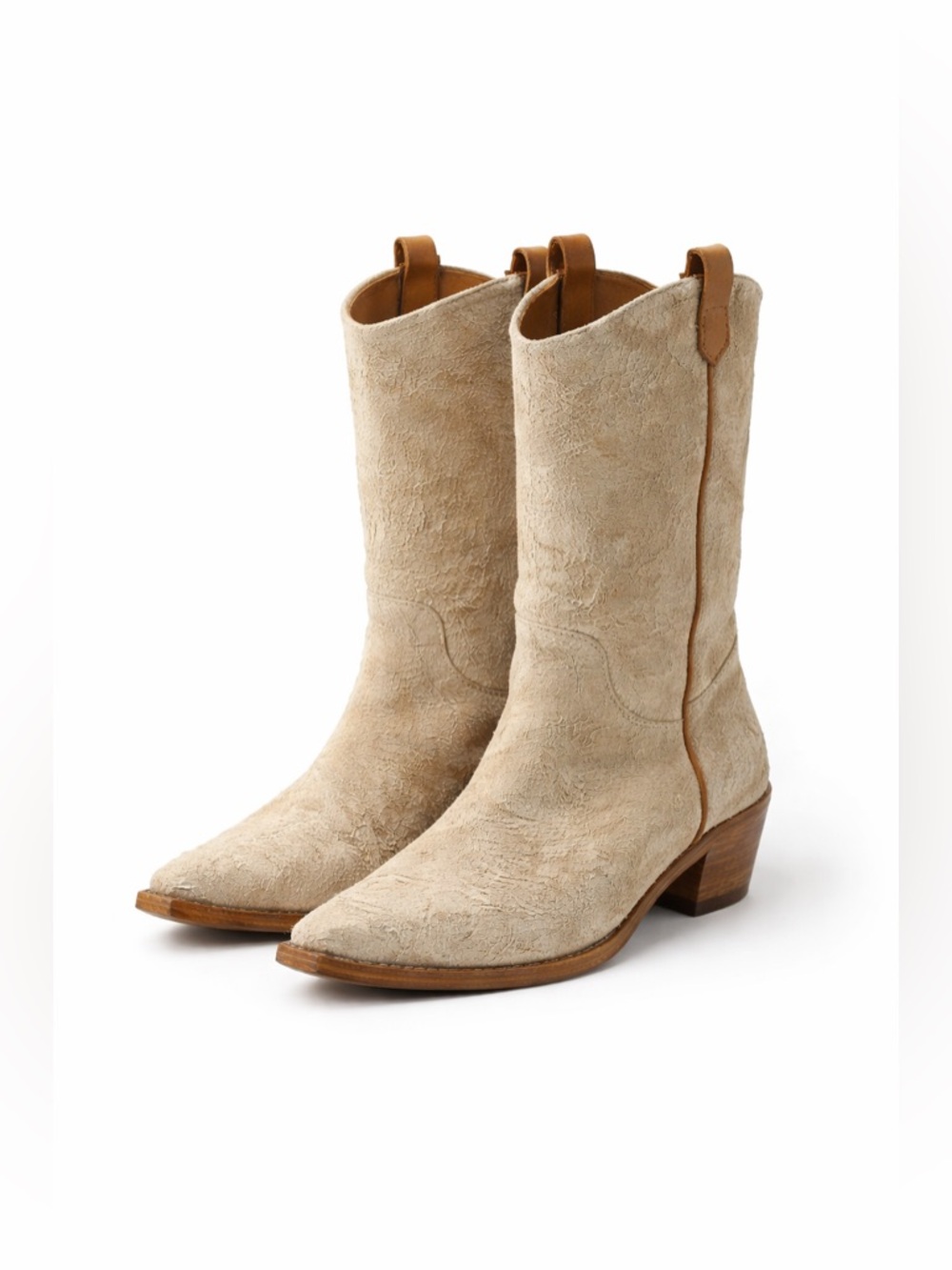 We The Free western cowboy boots distressed suede cream size 37